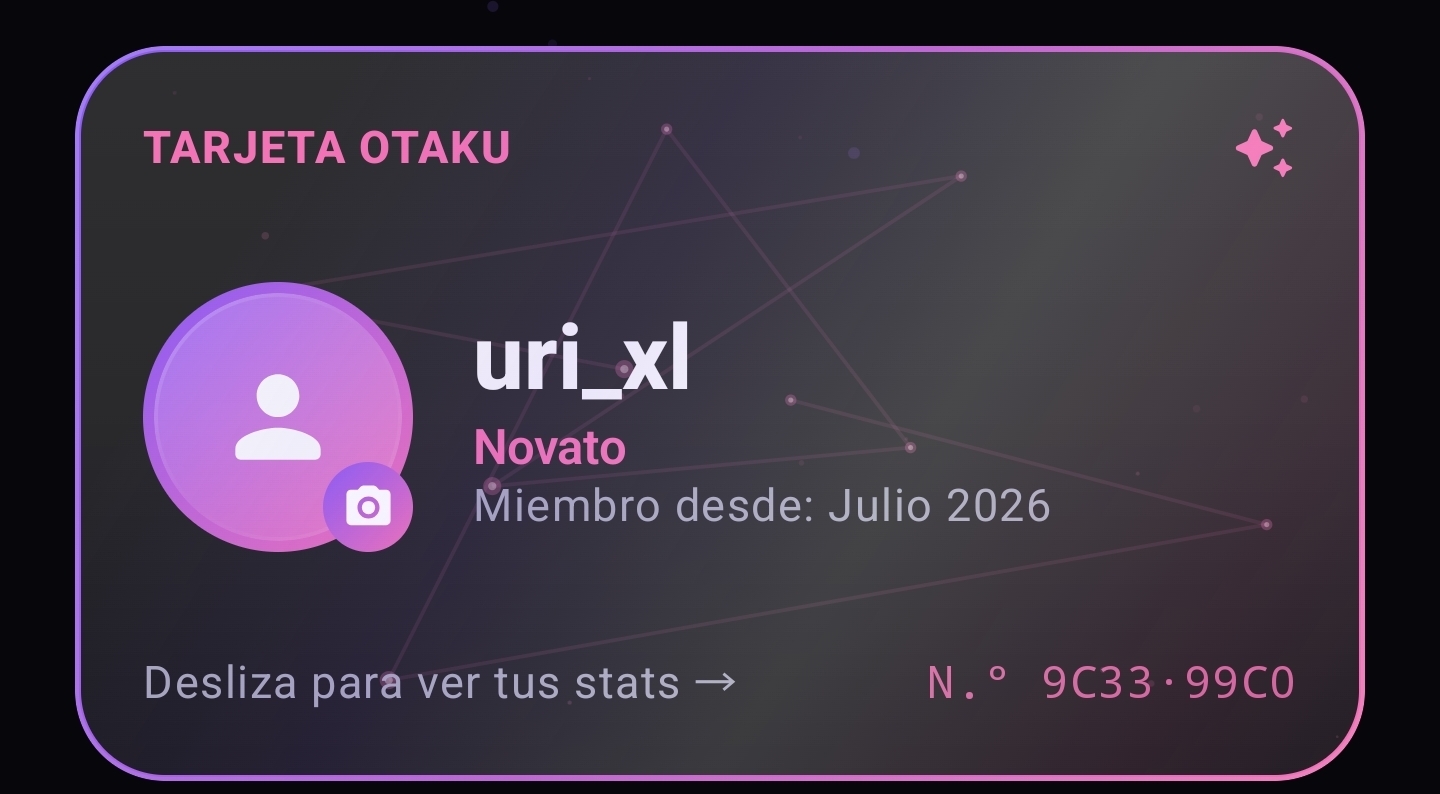 Tarjeta otaku personal de Noda! con constelación y número de serie